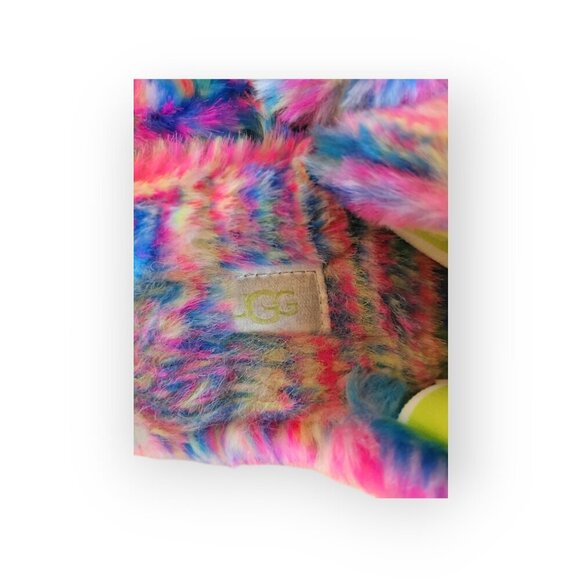 UGG Women's Fluff Yeah Pixelate Rainbow Slip-On Sandals Size 7 - Picture 13 of 14